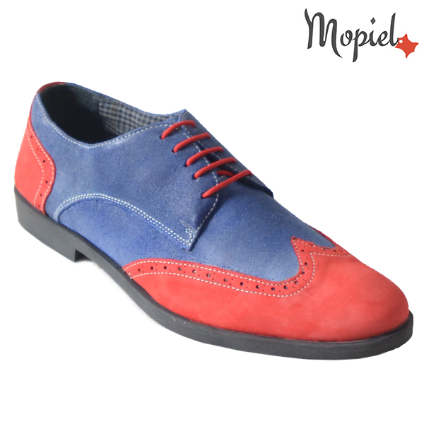 Pantofi barbati din piele naturala 13403 Rosu-Albastru Ezel incaltaminte mopiel