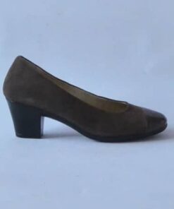 pantofi dama piele intoarsa maro toc mic gros 24402 ambra (2)