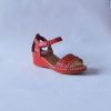 Sandale dama piele naturala captusite cu piele rosii talpa cusuta 250102 Raisa 1