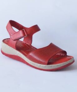 sandale dama piele talpa cusuta rosii 250006 Ania 1