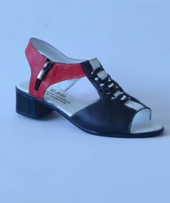 Sandale dama piele albastru rosu toc mic elegante 250015 simina (1)