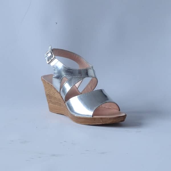 Sandale dama piele argintii sandale platforma Cecila 25302 (1)