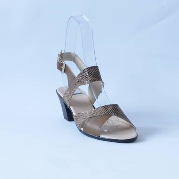 Sandale dama piele maro sarpe cu toc gros elegante 25606 Brigita (1)