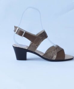 Sandale dama piele maro sarpe cu toc gros elegante 25606 Brigita (2)