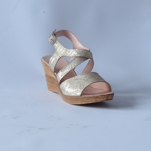 Sandale din piele aurii platforma 25302 Cecilia (1)